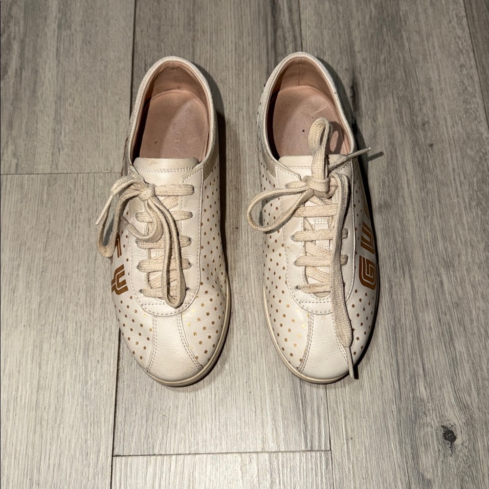 Authentic GUCCI Falacer GUCCY Stars Bee Leather Logo Sneaker Shoes size 34